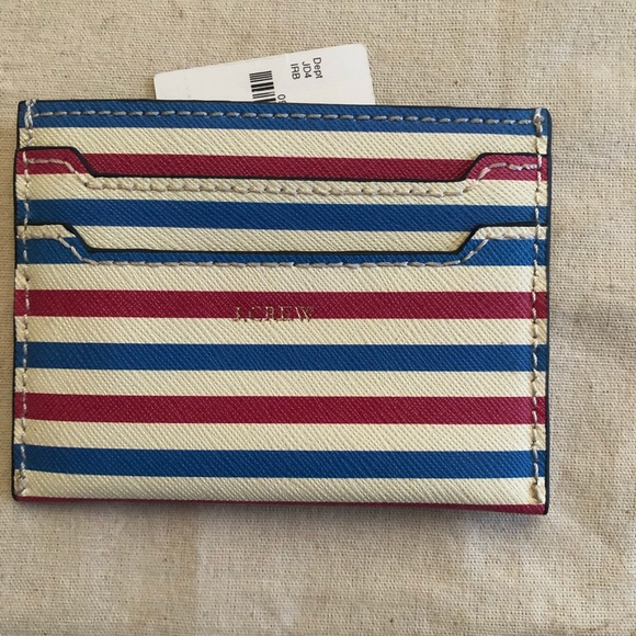 New NWT J. Crew card case wallet Stripe embossed Ciao - Picture 2 of 4